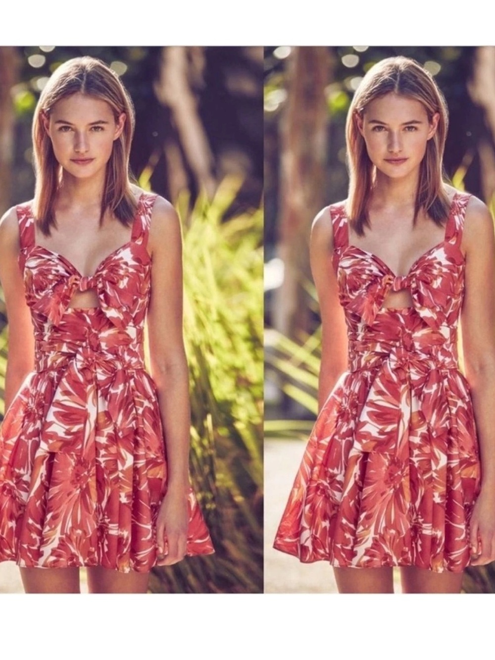 Alexis Ilda Floral Knotted Cut Out Sweetheart Mini Dress Sz XS